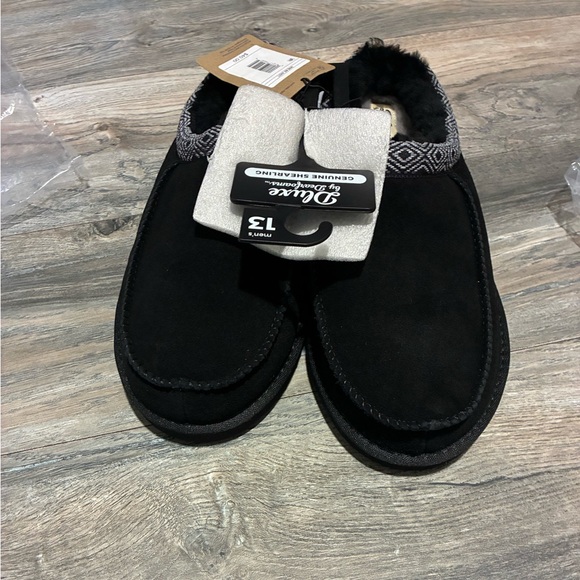 Men’s Dearfoams Black Slippers with Patterned Trim SIZE 13 - Picture 2 of 4